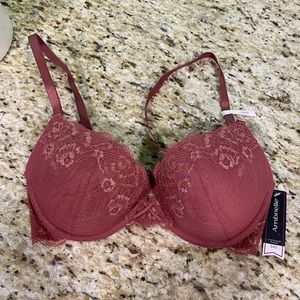 NWT Ambrielle Floral Lace Plunge Push-up Bra 34D